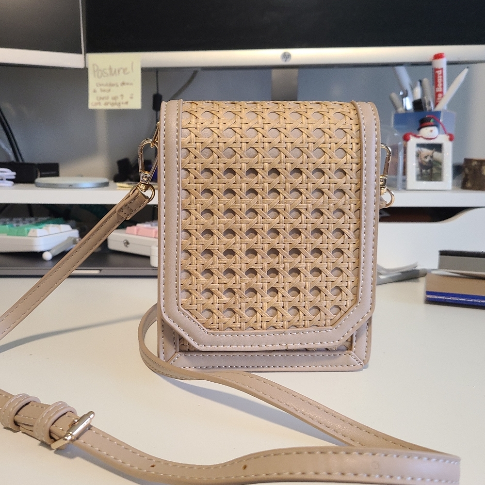 Cane Taupe Crossbody Purse